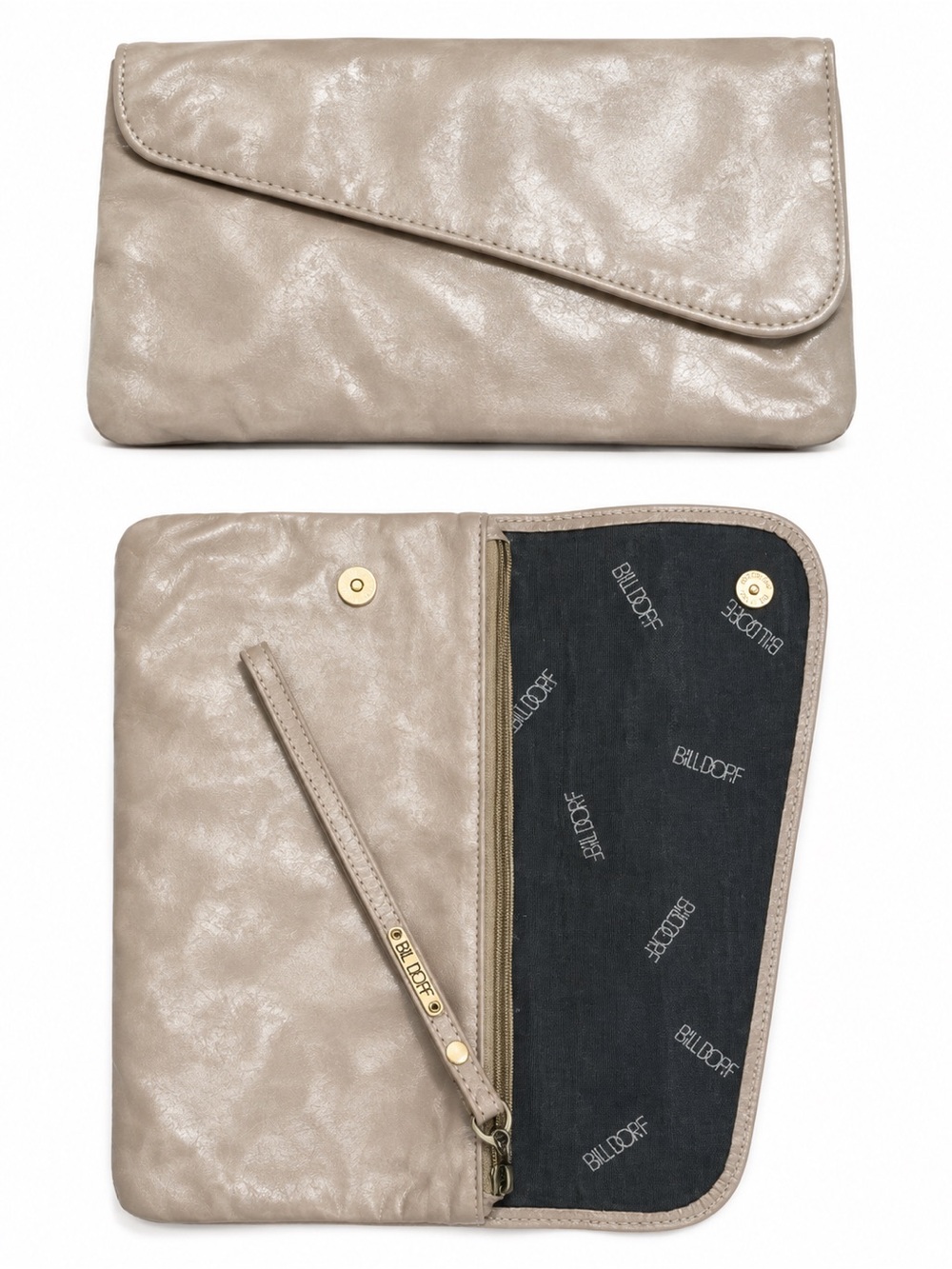 Vintage Bill Loeff Taupe Envelope Clutch Wristlet Purse Neutral Evening Bag